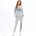 Women's Casual Activewear Set - Geometric / Letter Gray M